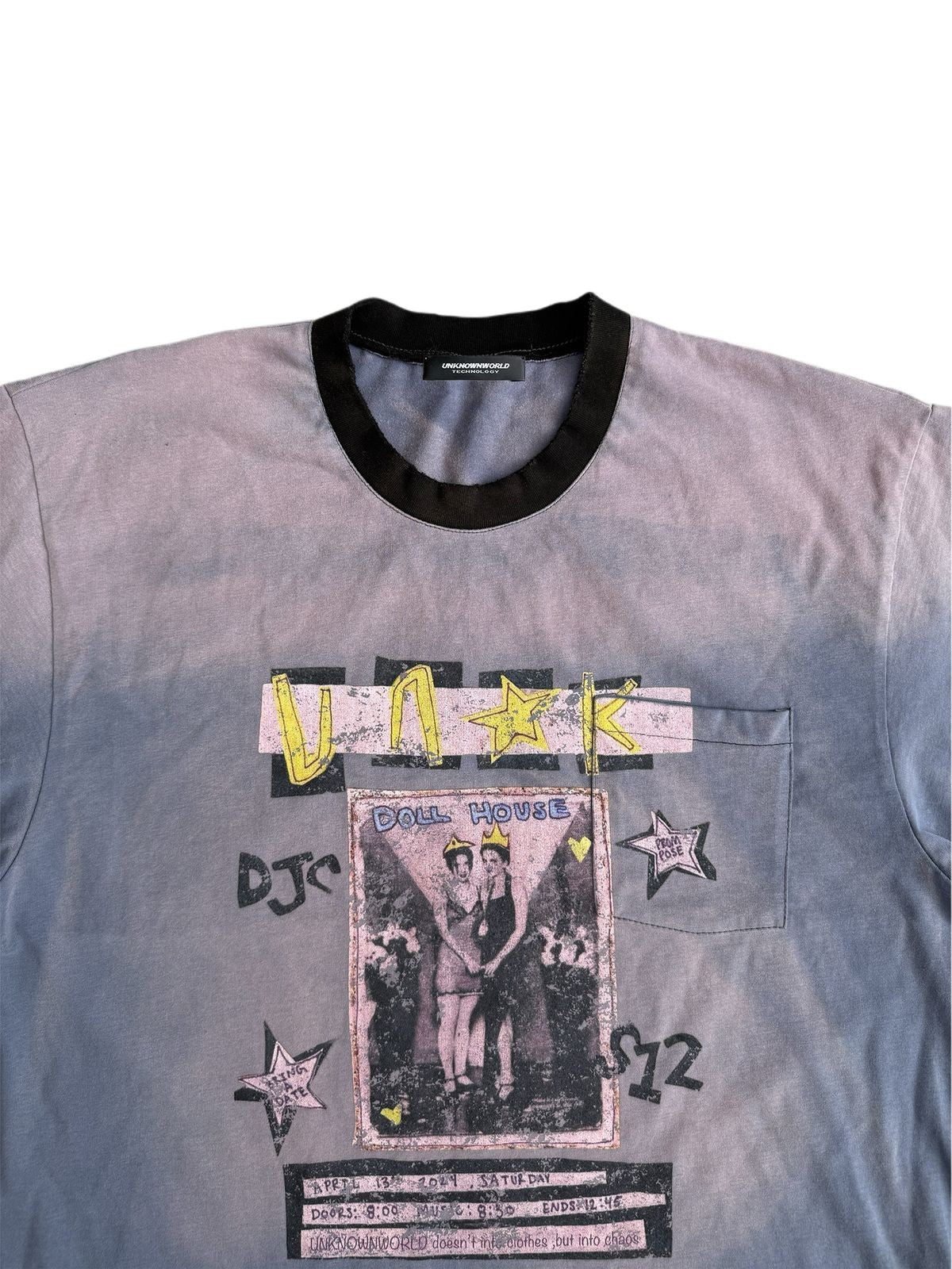 UNKNOWNWORLD Sun Faded Distressed Graphic T Shirt in Blue