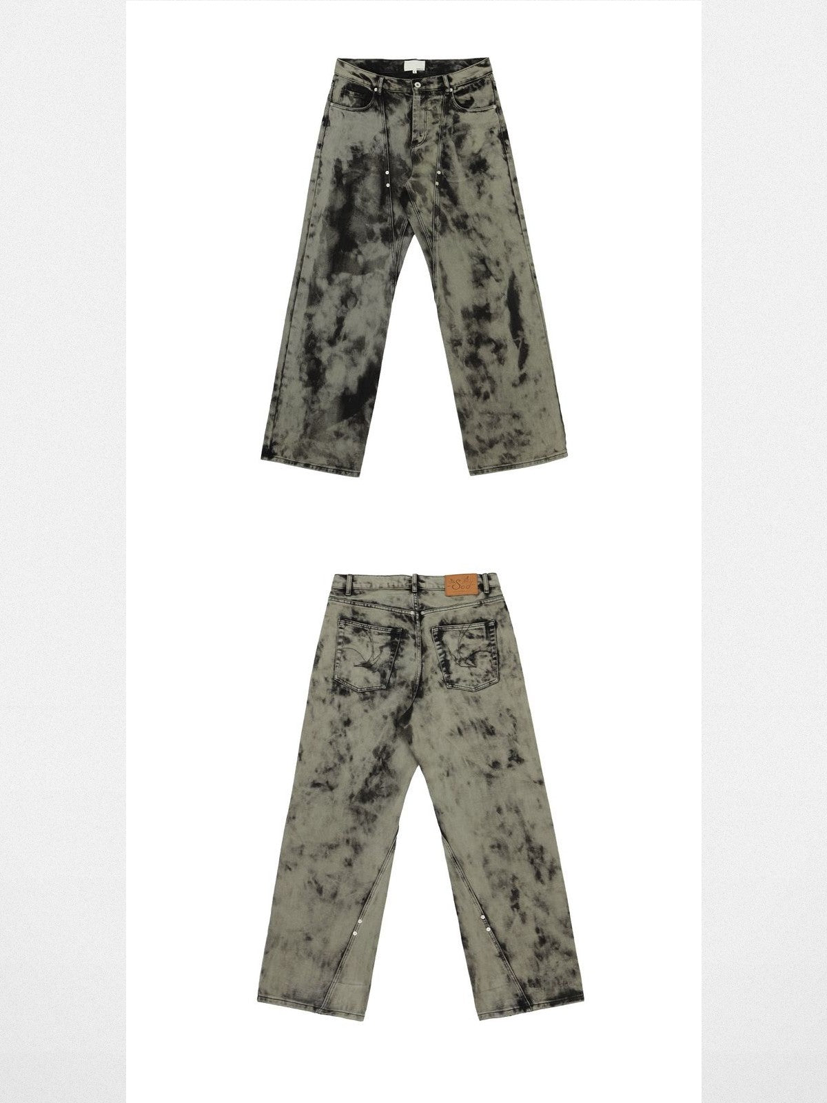 SOD Hand Tie Dye Distressed Straight Jeans in Gray