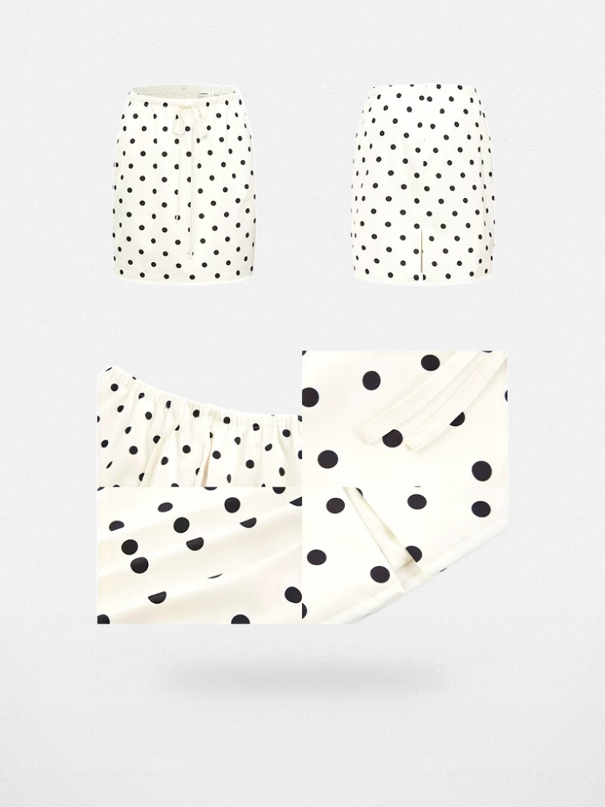 RARELY ALIKE Polka Dot Drawstring Midi Skirt in Apricot