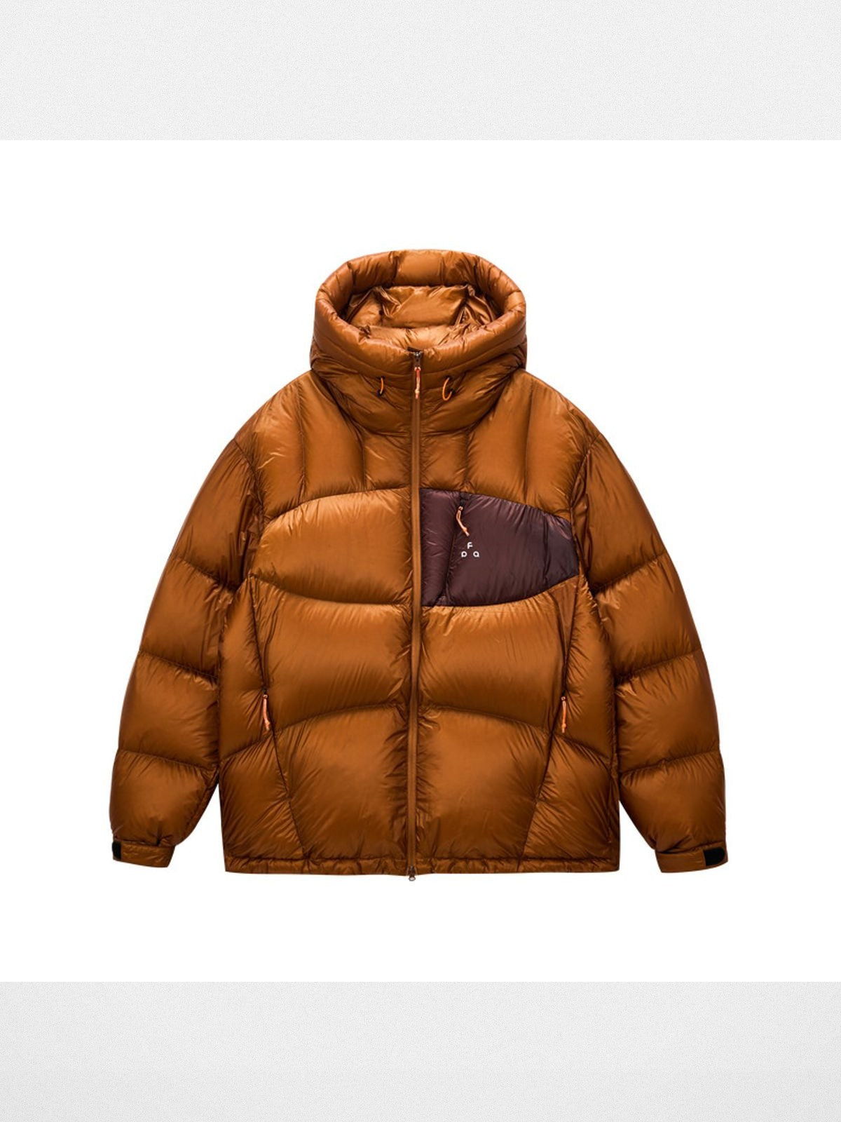 FPA 800FP Contrast Pocket Hooded Puffer in Brown