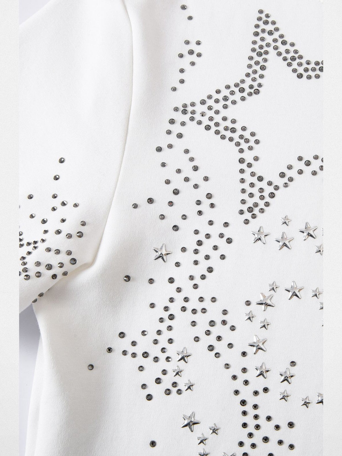 THELIGHT OFFICIAL Rhinestone Star Cotton T Shirt in White - Detail