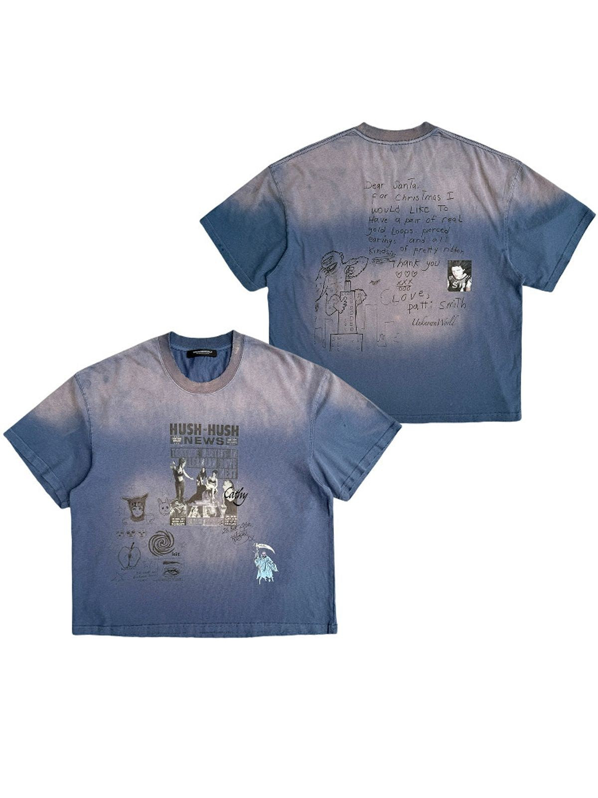 UNKNOWNWORLD Sun Faded Distressed Graphic T Shirt in Navy