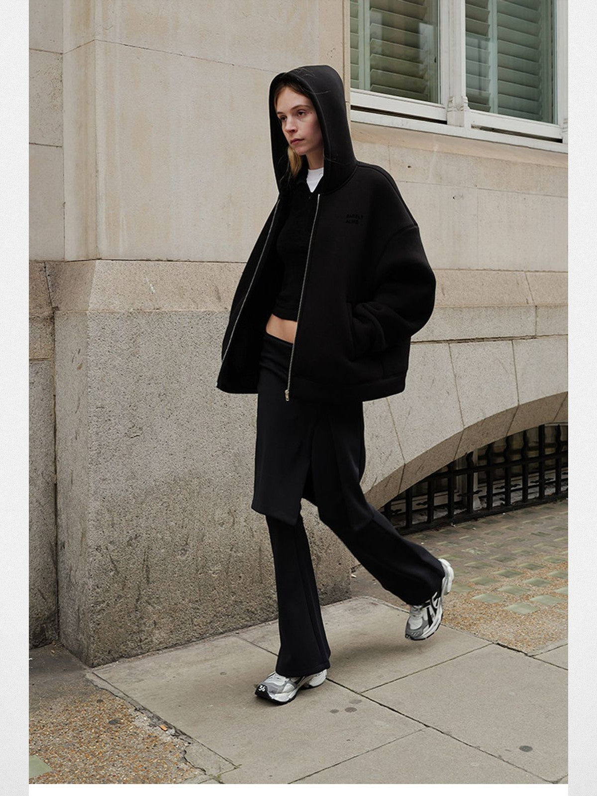 RARELY ALIKE Faux Two Piece Knit Skort in Black - Lifestyle