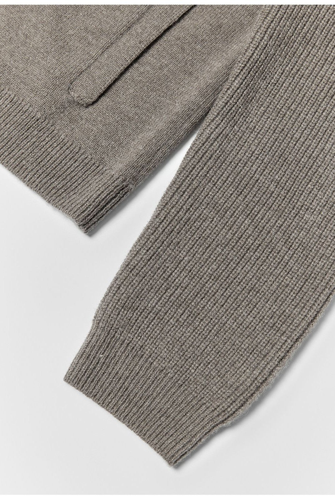 RandomPiece Merino Wool Draped Zip Cardigan in Beige - Detail