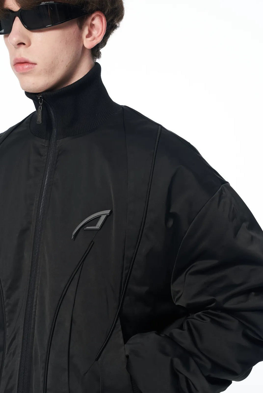BLINDNOPLAN Segmented Panel MA 1 Bomber in Black - On Model