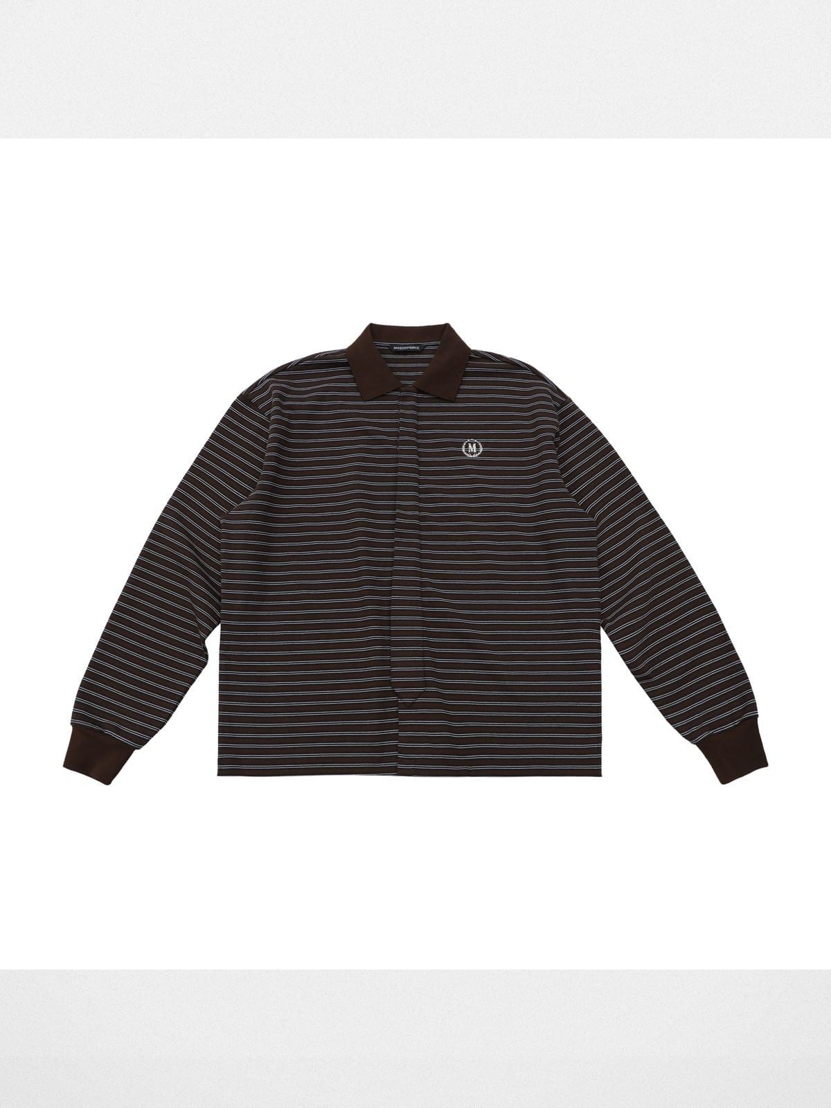 MasonPrince Striped Washed Cotton Cardigan in Brown