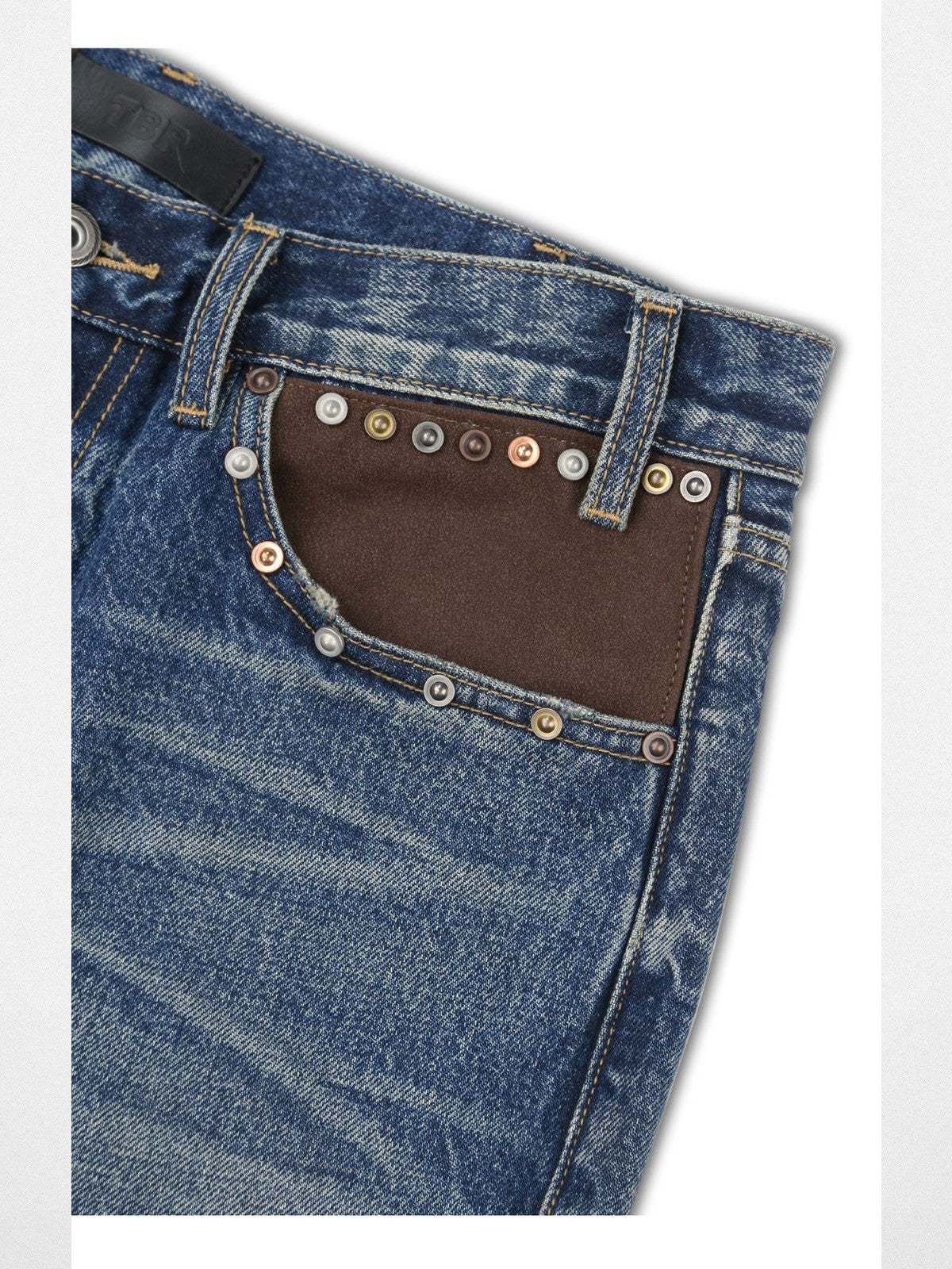 SOD Distressed Patchwork Jeans in Blue - Detail