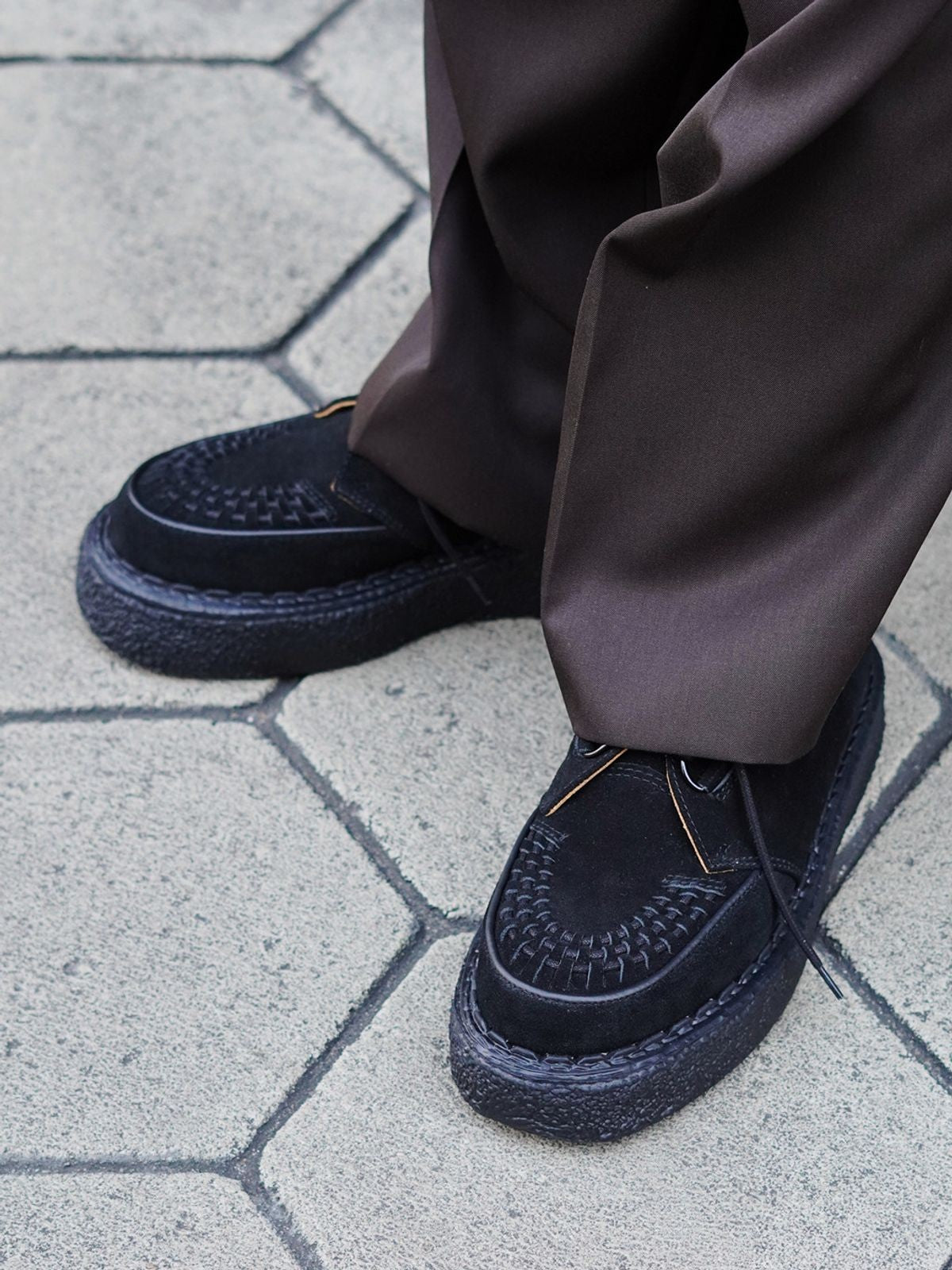 Soda Woven Suede Platform Sneakers in Black - Lifestyle