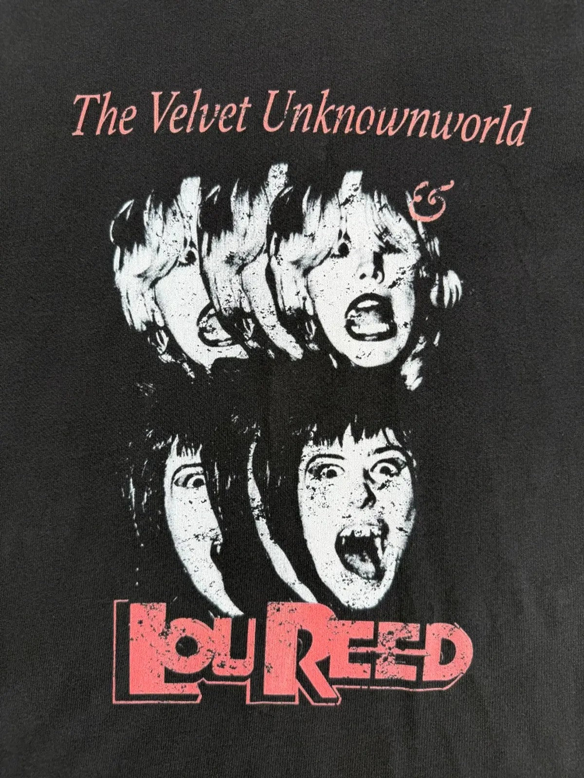 UNKNOWNWORLD Washed Distressed Graphic T Shirt in Gray - On Male Model