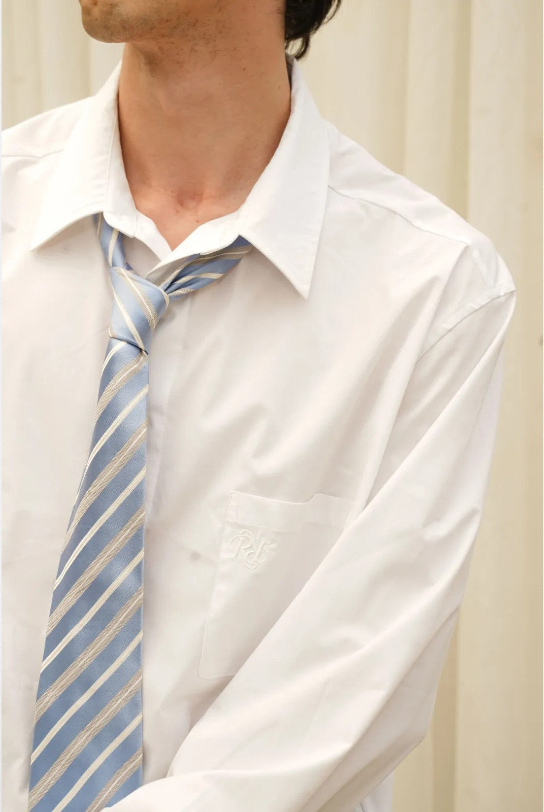 Retro 21 Bamboo Rayon Drop Shoulder Shirt in White - On Model