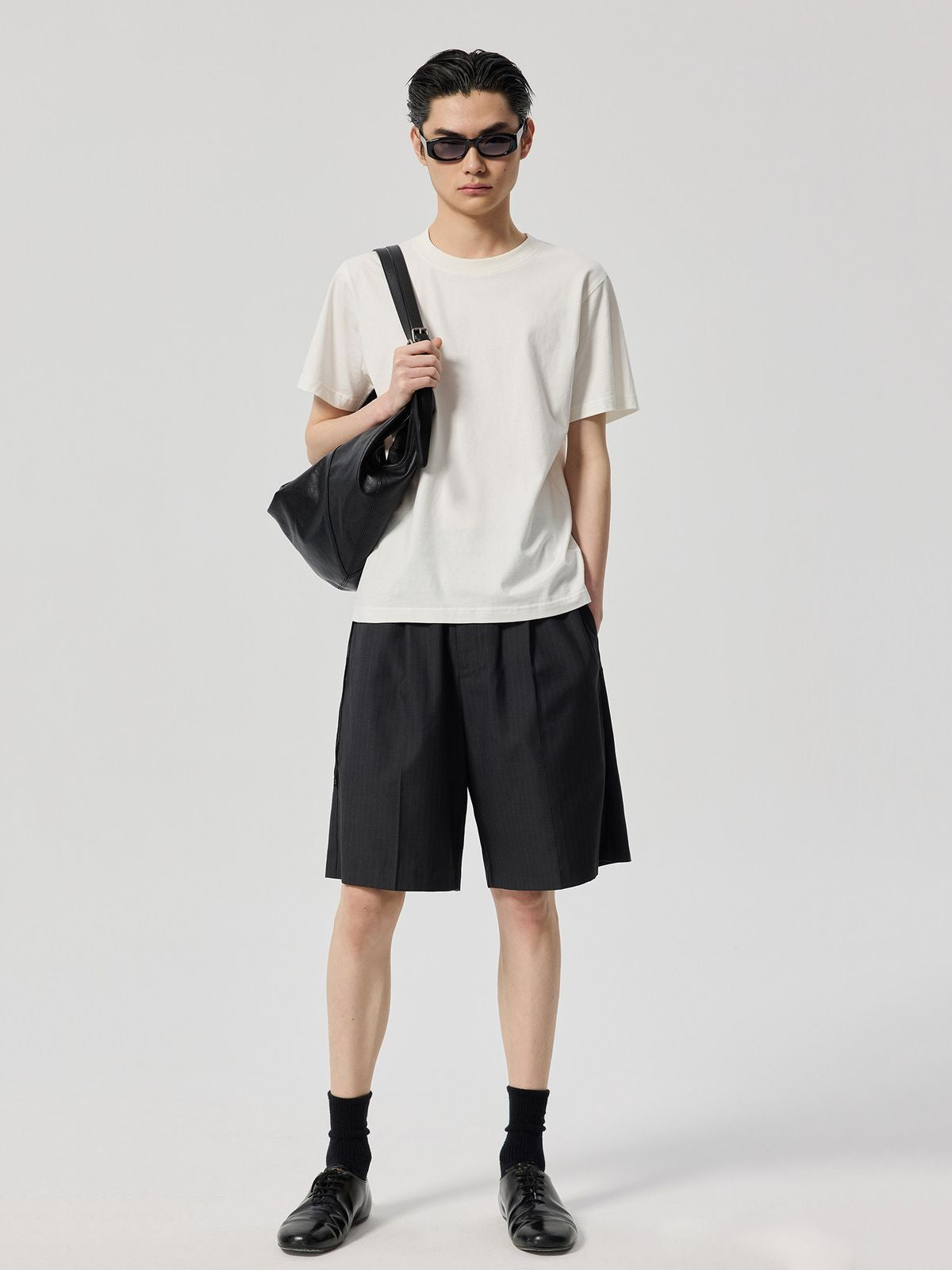 Simple Project Pure Cotton Daily T Shirt in White - On Model