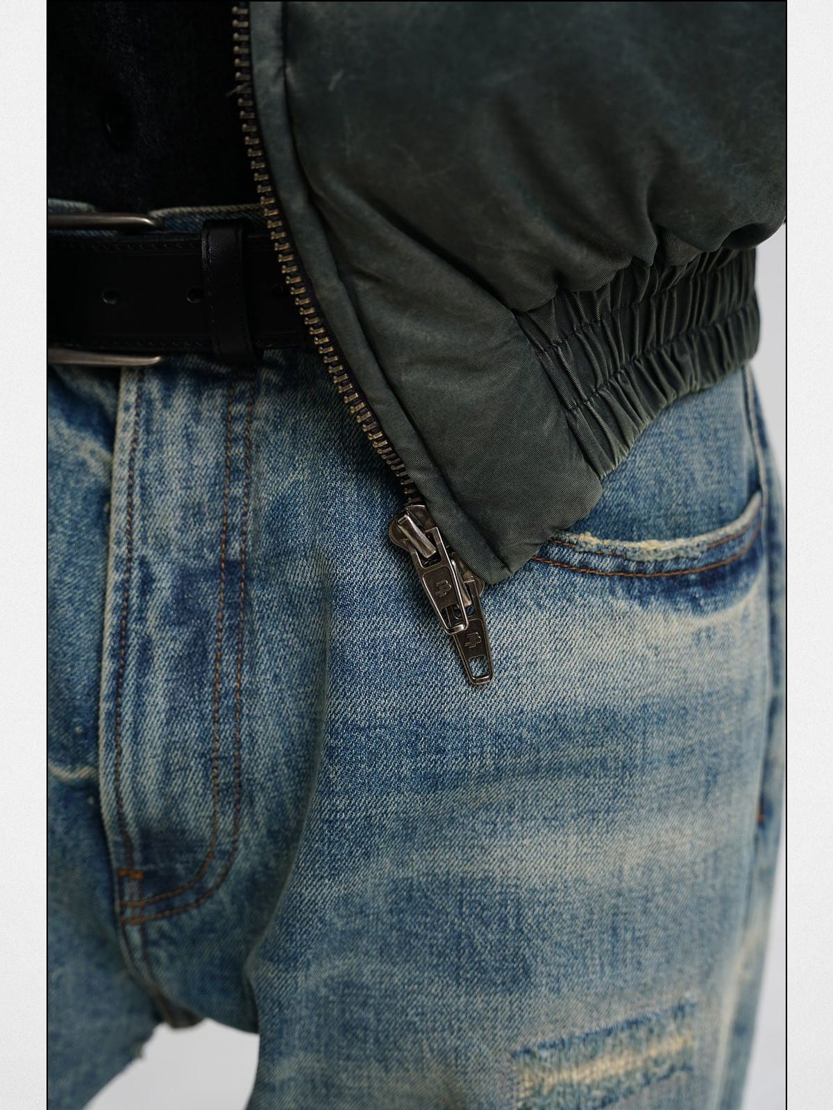 MasonPrince Sand Wash Padded Work Jacket in Gray - On Male Model