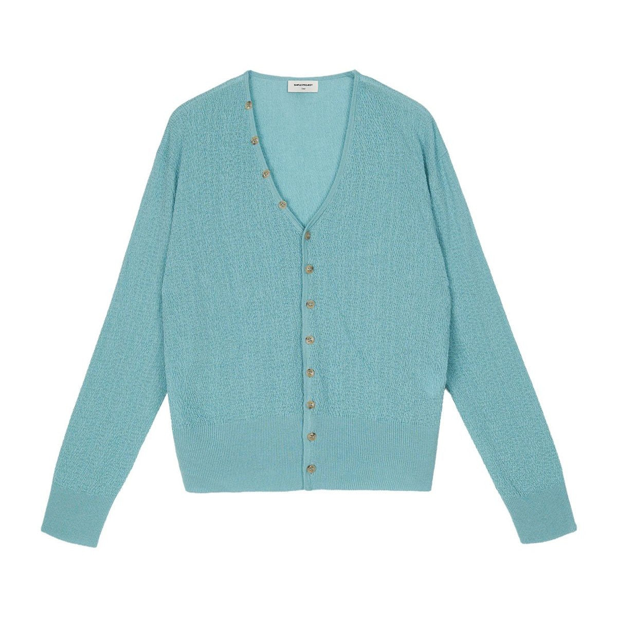 Simple Project Textured Linen Blend Cardigan in Teal