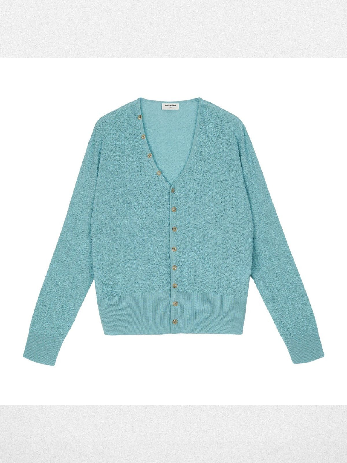 Simple Project Textured Linen Blend Cardigan in Teal