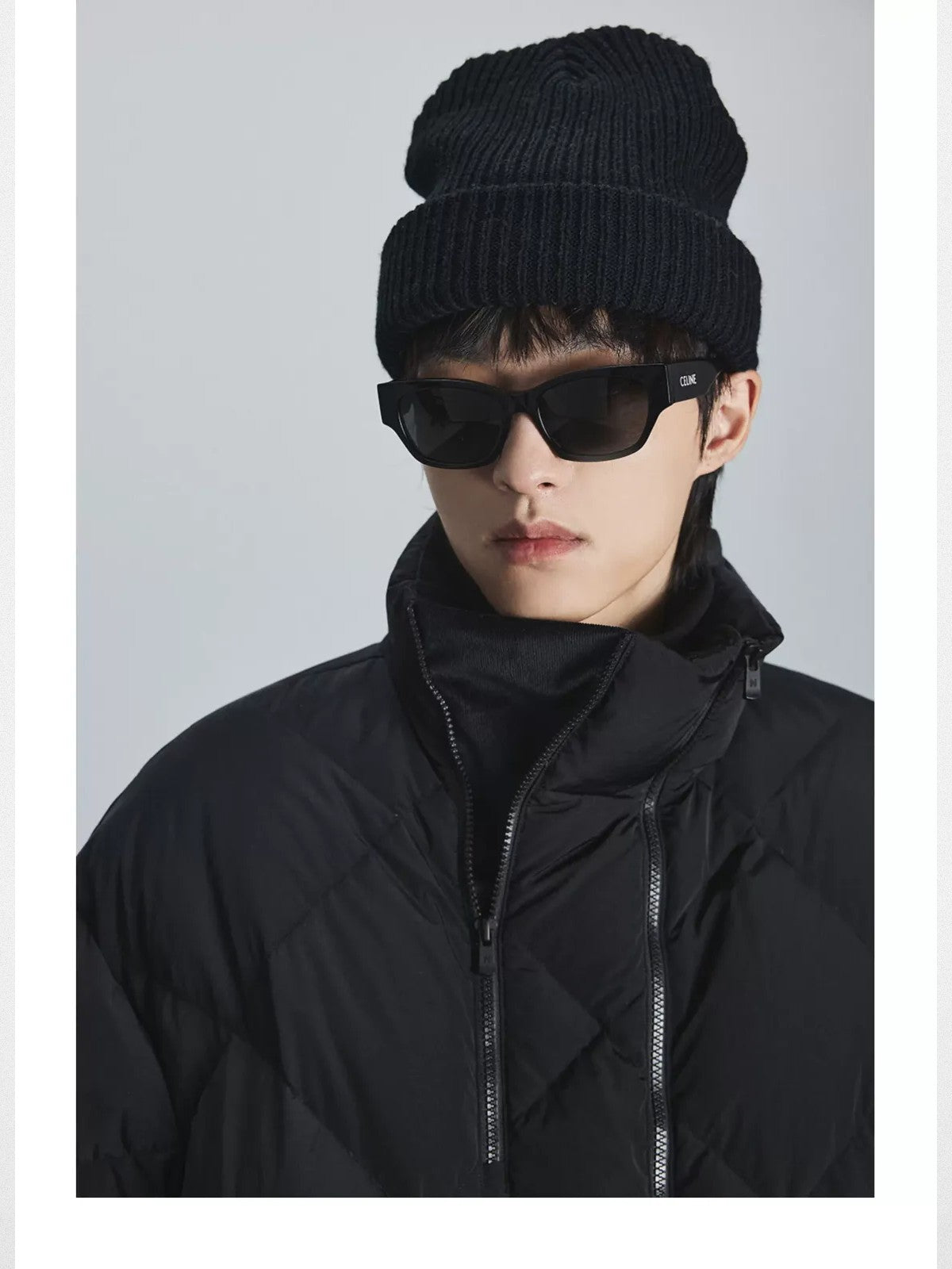 NANS Diamond Quilted Double Zip Puffer in Black