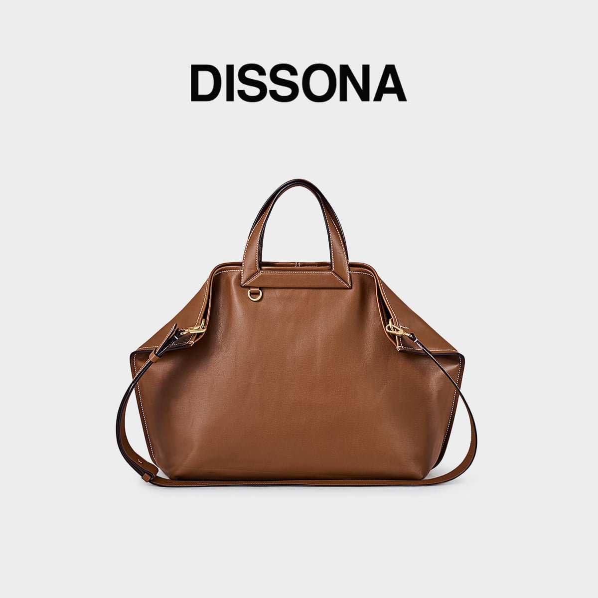 DISSONA Vegetable Tanned Leather Folded Tote in Brown