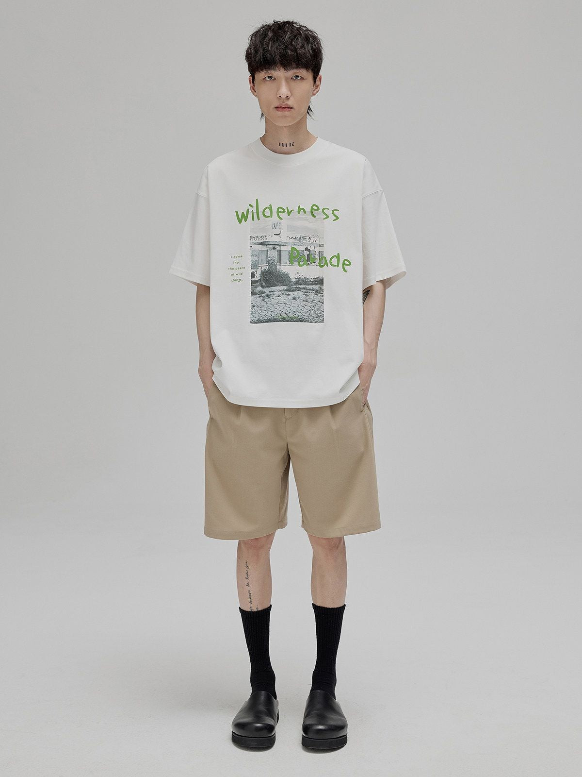 NANS Wilderness Parade Mercerized Tee in White - On Model