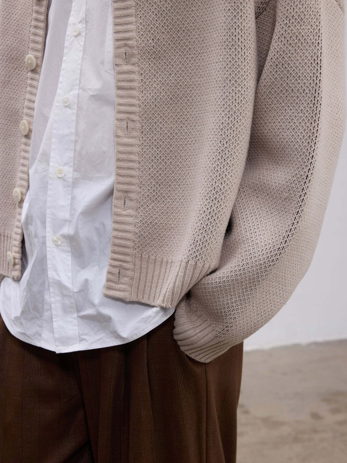 Aftertaste Jacquard Organic Cotton Blend Cardigan in Beige - Detail