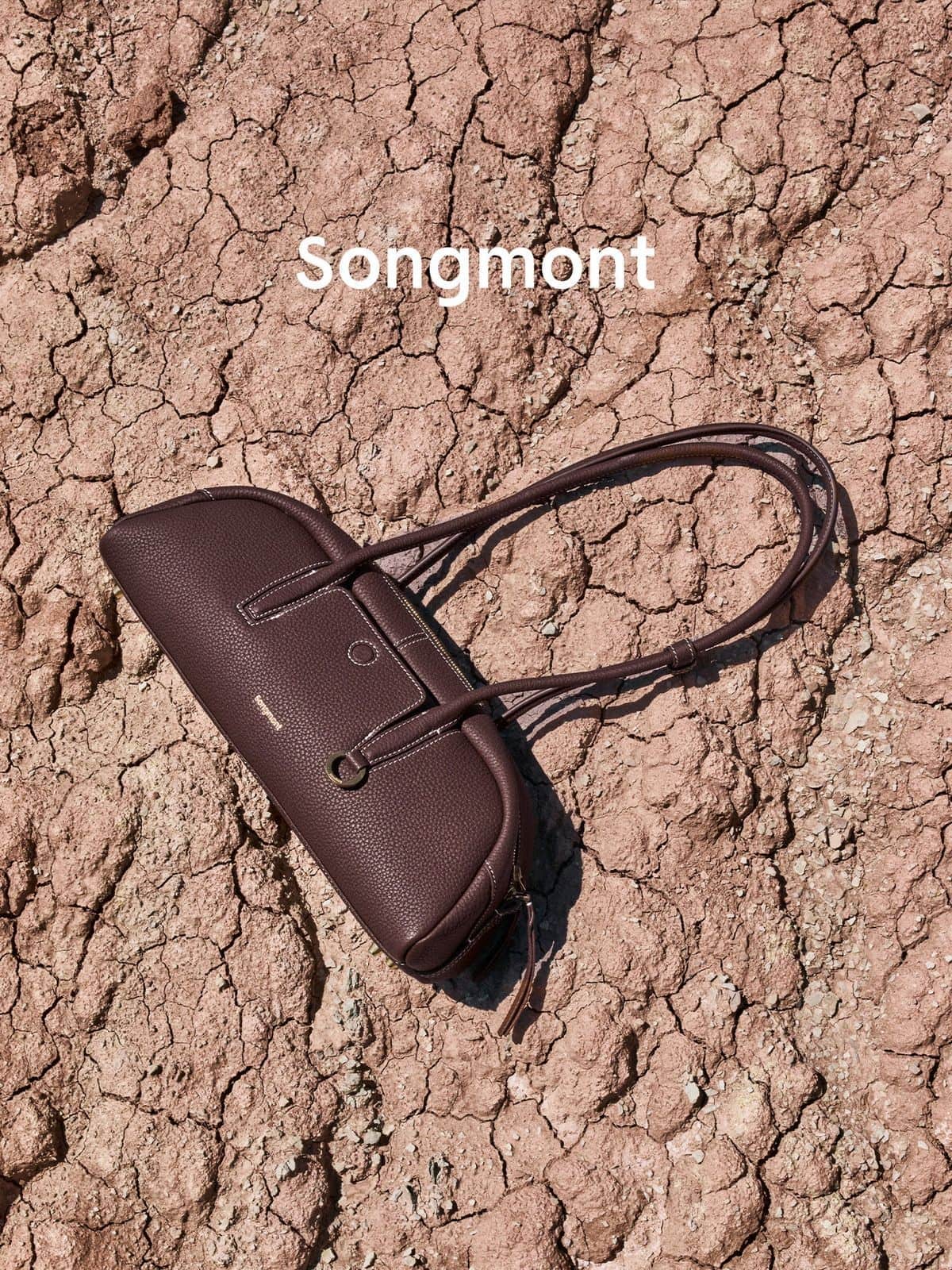 Songmont Small Nappa Leather Bowling Bag in Brown - Lifestyle