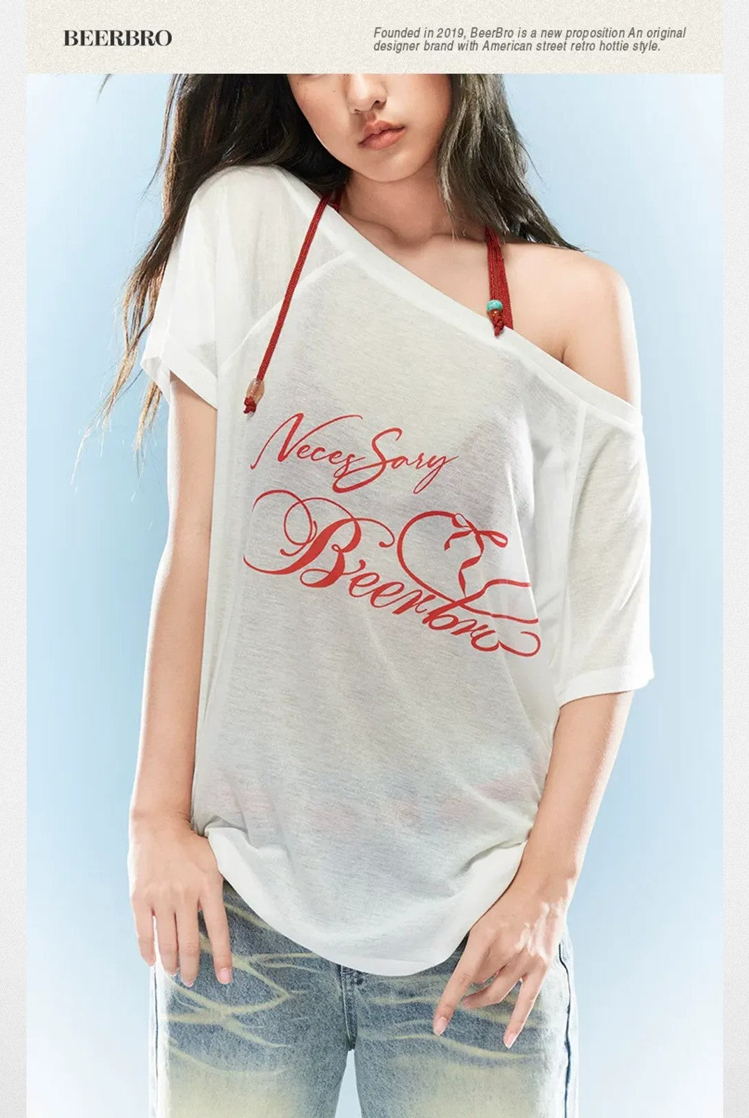 BeerBro Halter Bikini Shrug Set in White - On Model