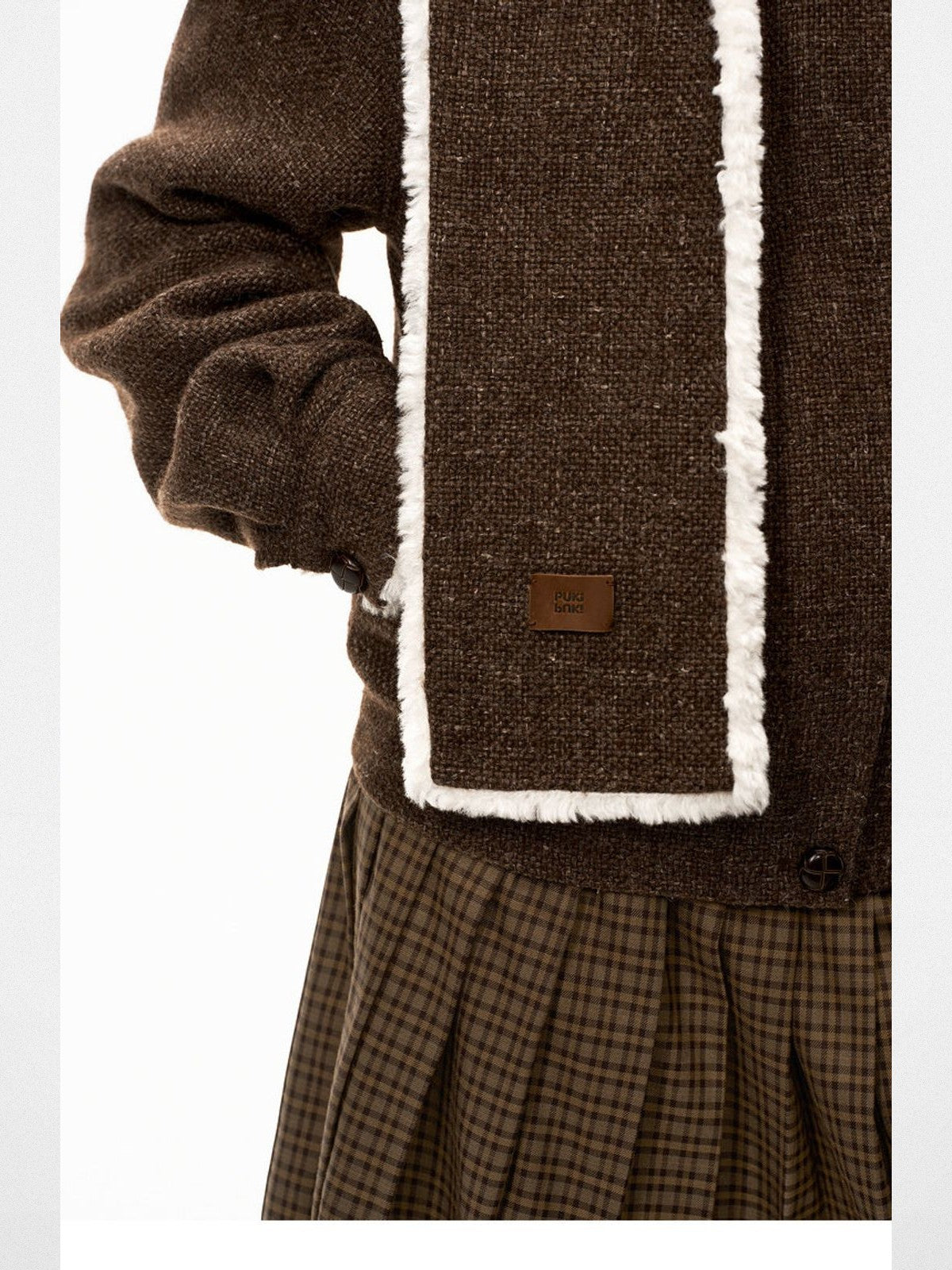 PUKI Textured Wool Blend Jacket in Brown - On Model