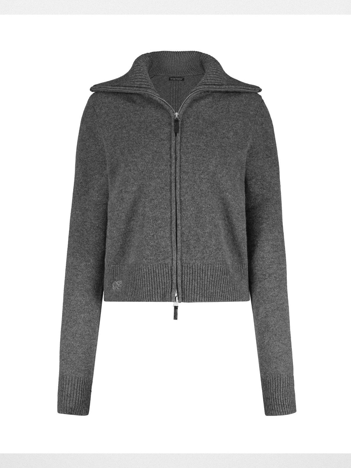 FaxCopyExpress Wool Stand Collar Zip Cardigan in Gray