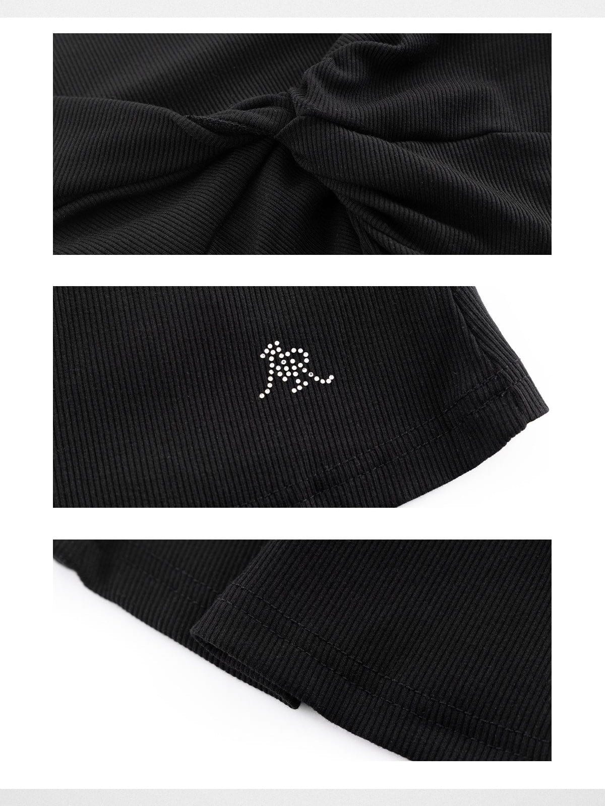 Ariseism Twisted Off Shoulder Top in Black - Detail