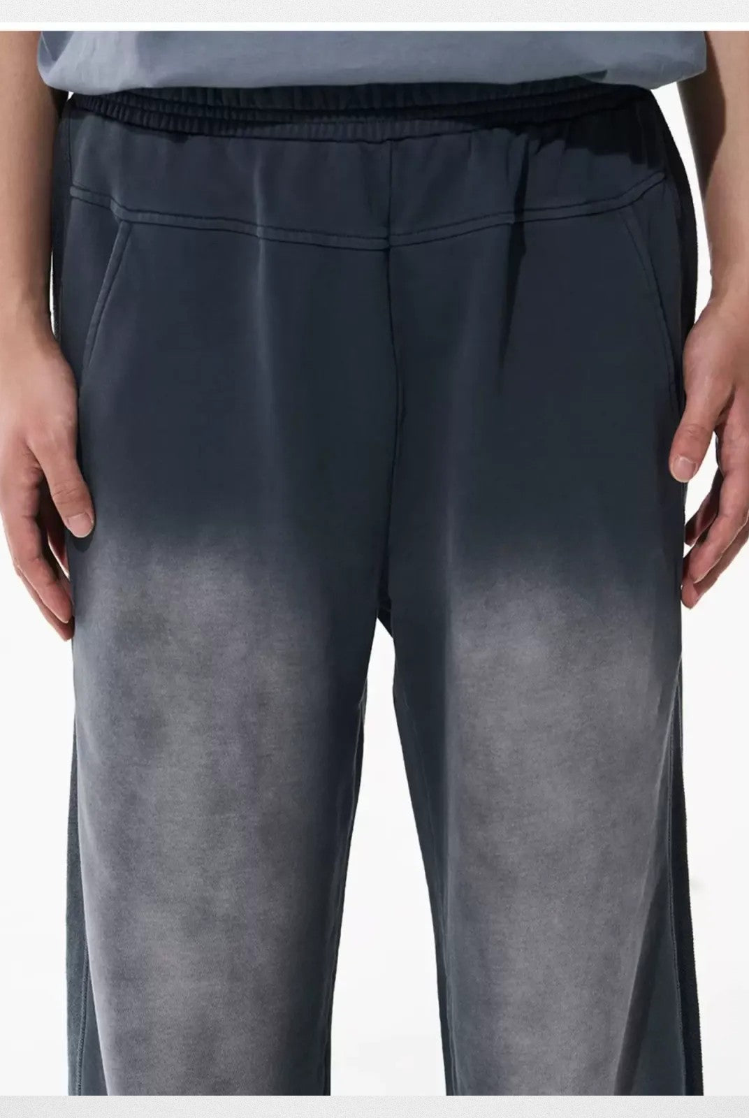 BLINDNOPLAN Washed Gradient Cotton Sweatpants in Gray