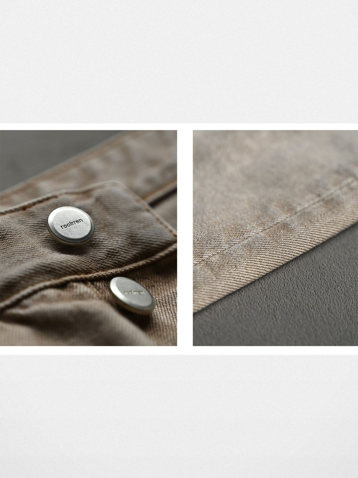 Roolrren Homme Washed Slub Cotton Straight Pants in Off-White - Detail