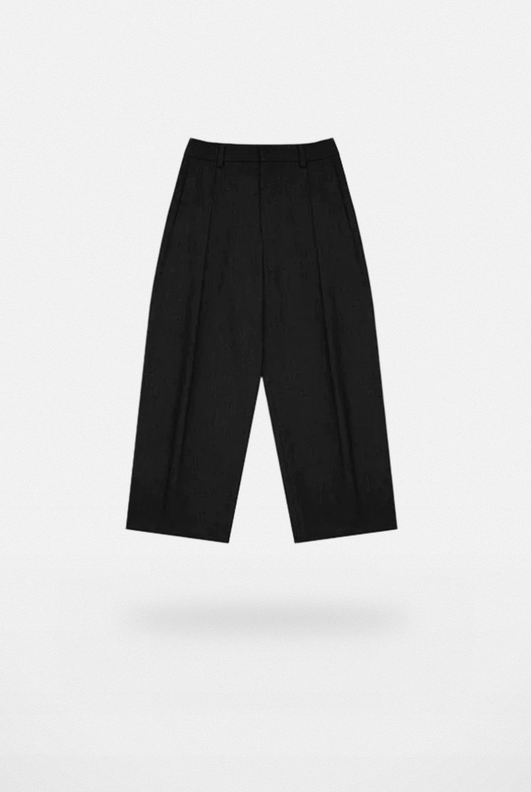 MASONPRINCE Pleated Curved Leg Trousers in Gray