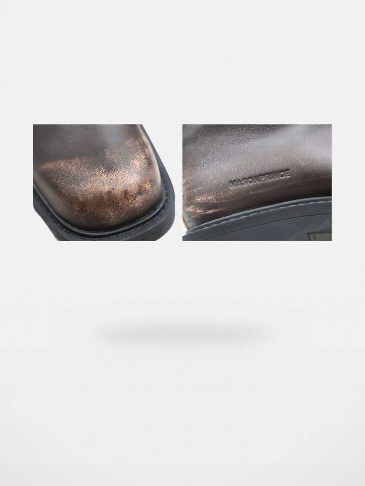 MASONPRINCE Wide Shaft Leather Military Boots in Brown - Detail