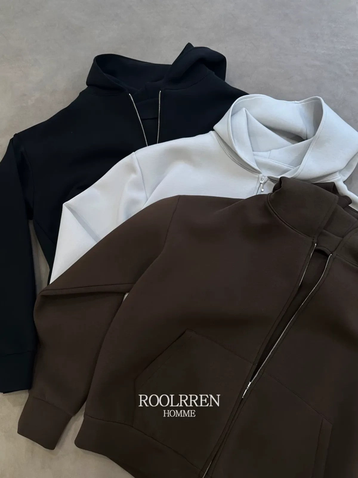 Roolrren Homme Cotton Air Layer Zip Hoodie in Brown