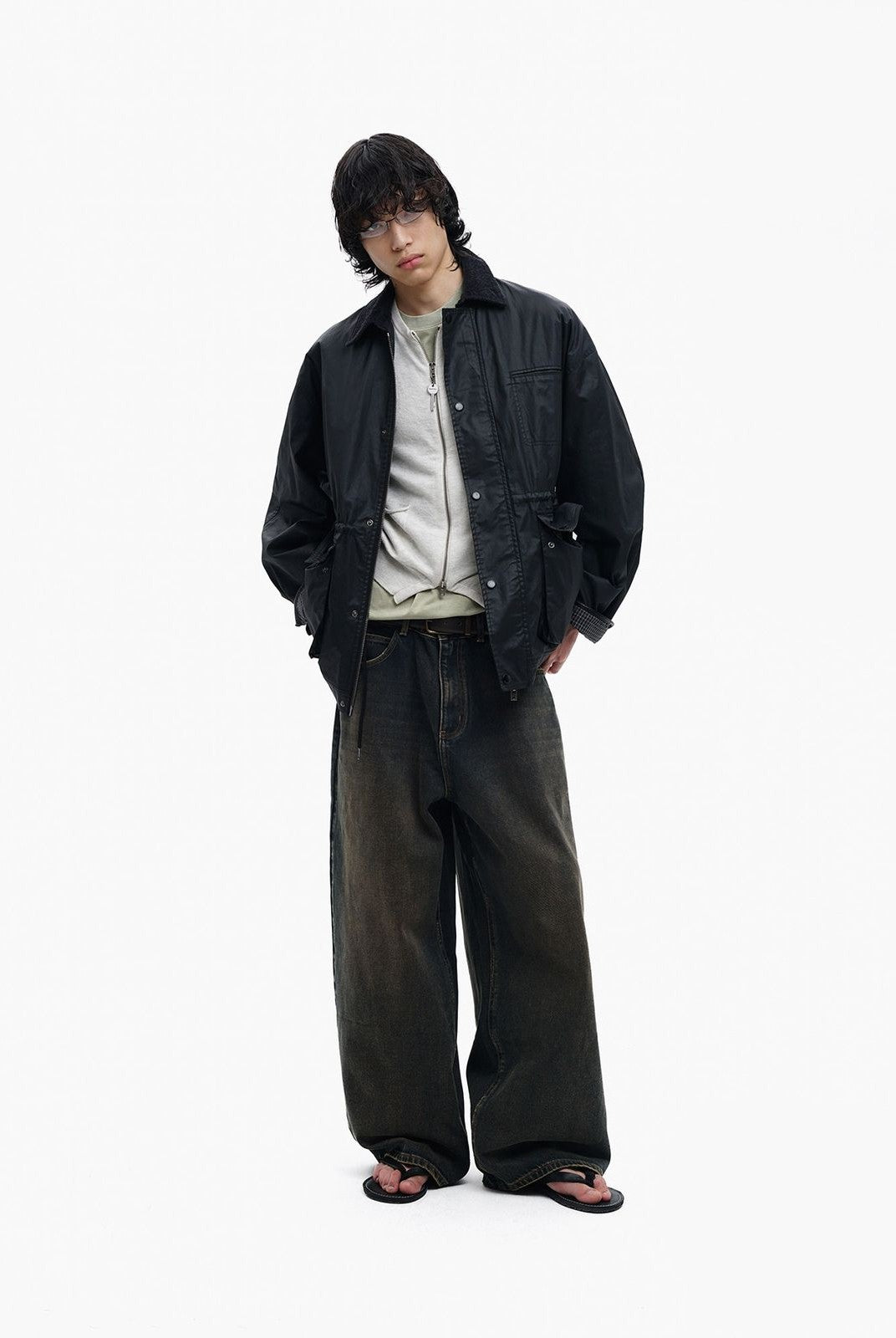 MasonPrince Waxed Pima Cotton Barn Jacket in Black - On Model