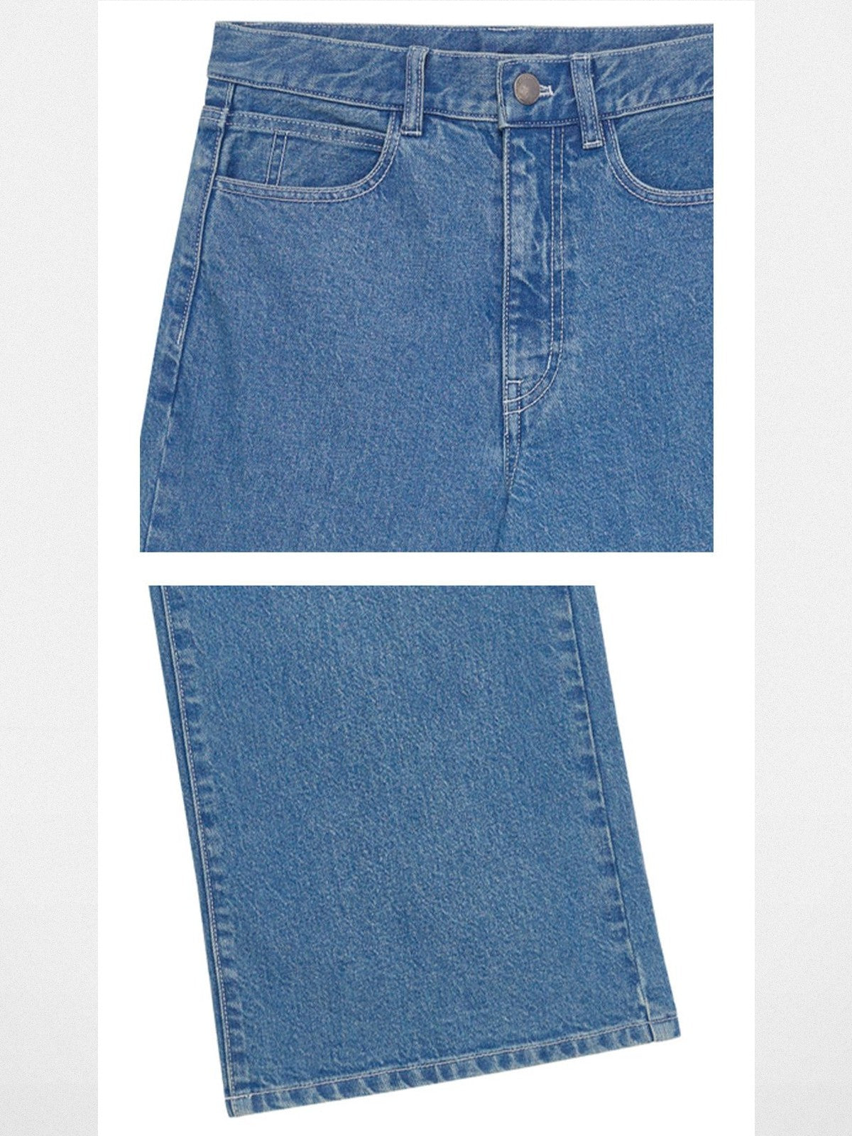 SHUSHUTONG High Waisted Wide Leg Jeans in Blue - Detail