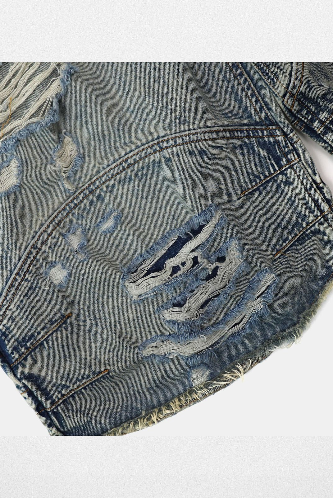 BADSEED Star Patch Denim Bermuda Shorts in Light Blue - Detail