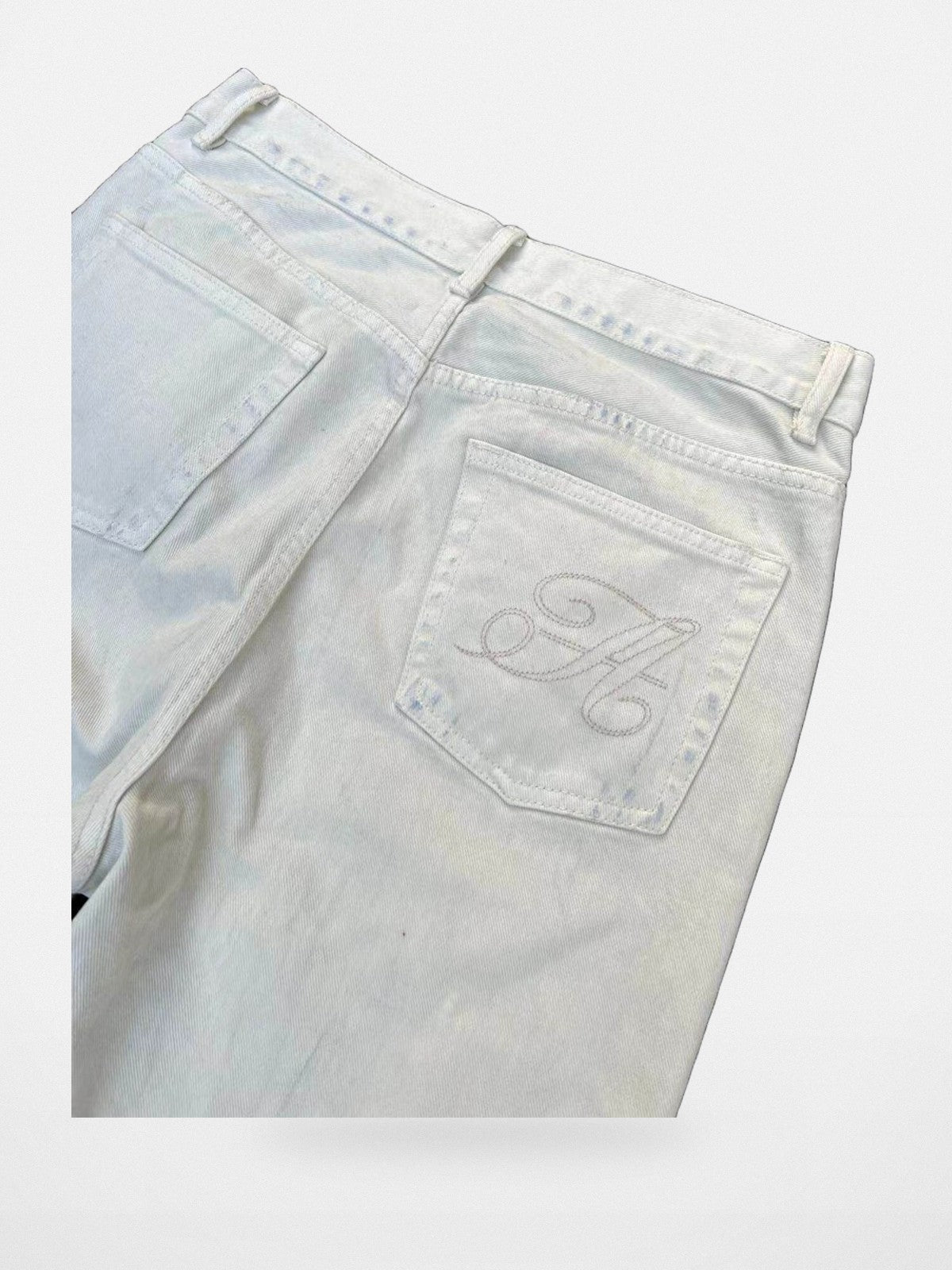 AFterTaste Bone White Vintage Washed Micro Flare Jeans in Sky Blue