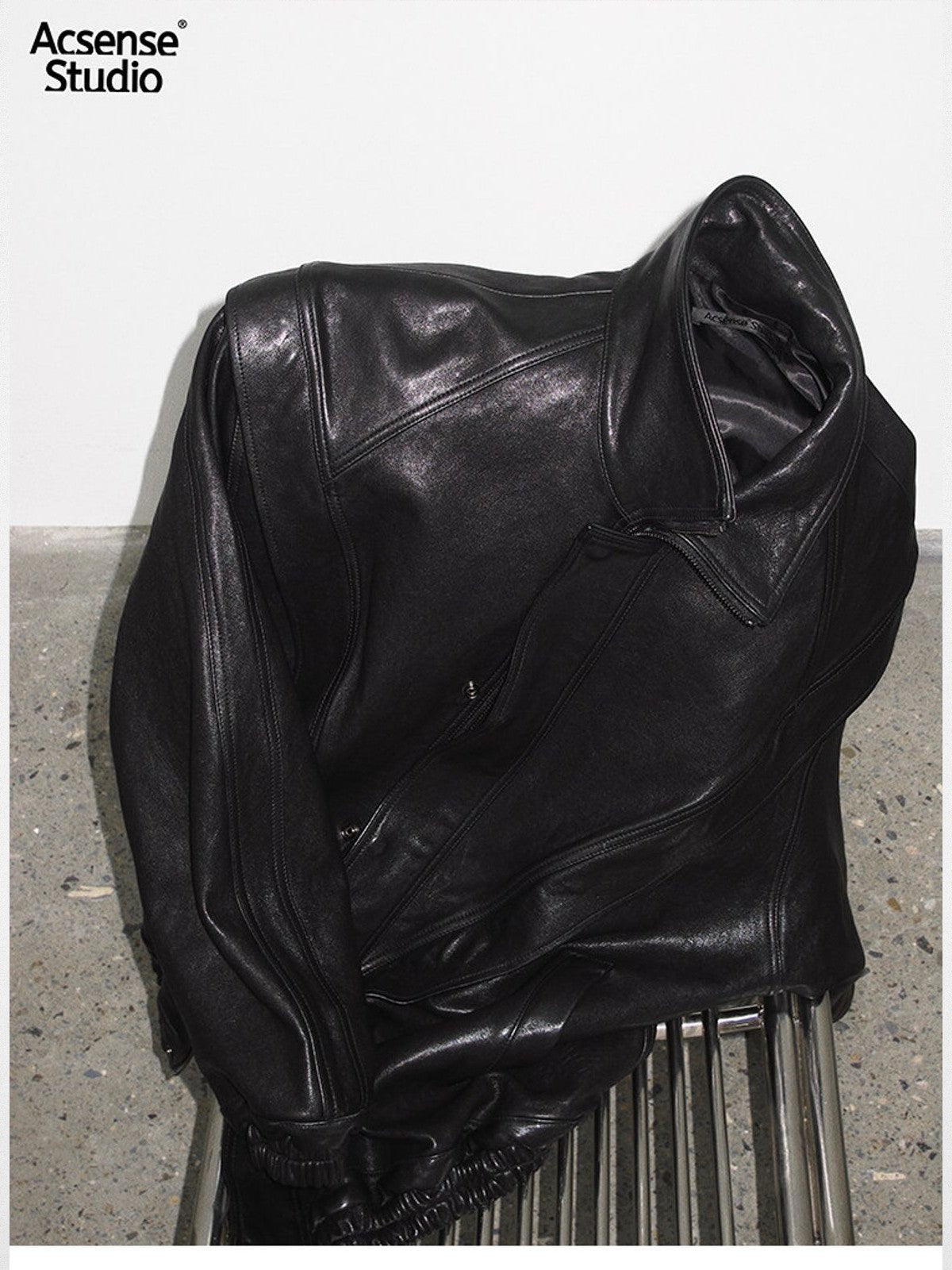 ACSENSE STUDIO Triangle Cut Sheepskin Jacket in Black