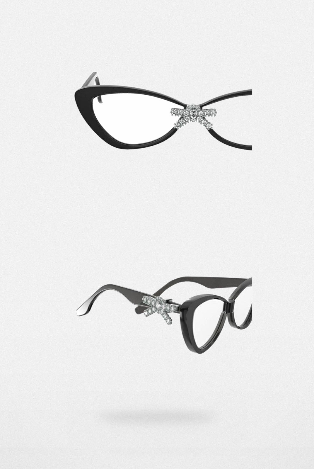 SHUSHU/TONG Crystal Bow Cat Eye Glasses in Black