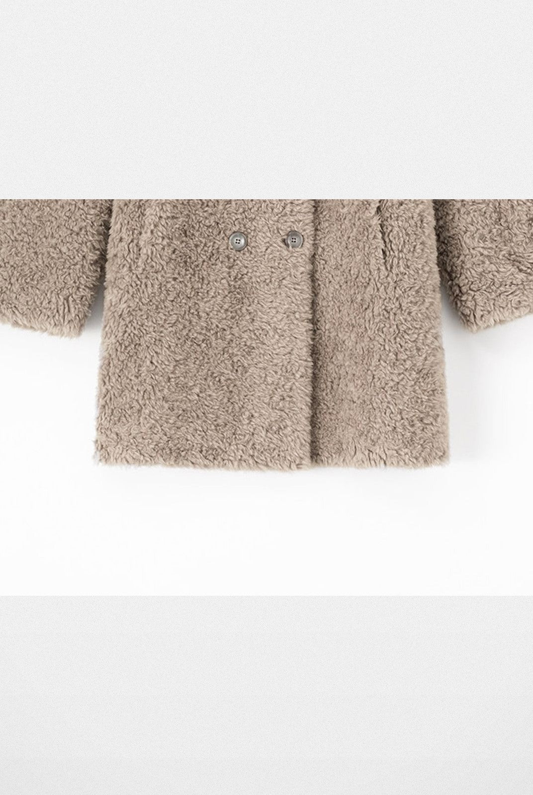 ACSENSE STUDIO Double Breasted Sheep Wool Coat in Beige - Detail