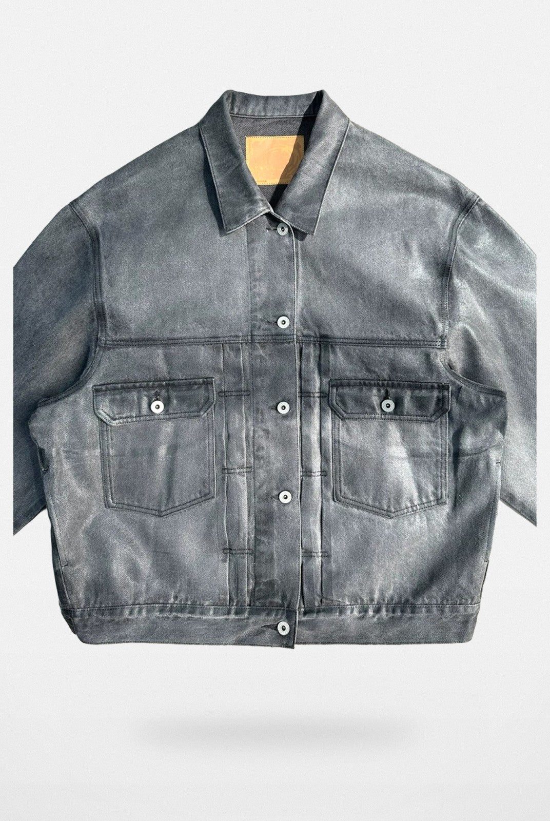 UNKNOWNWORLD Washed Grey Coated Trucker Jacket in Gray