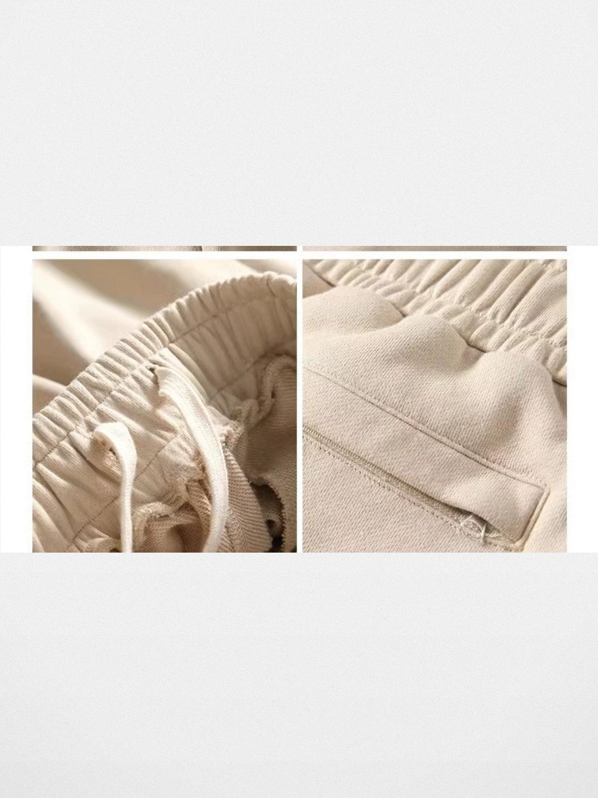 LOSTCTRL Split Hem Heavy Terry Sweatpants in Beige - Detail