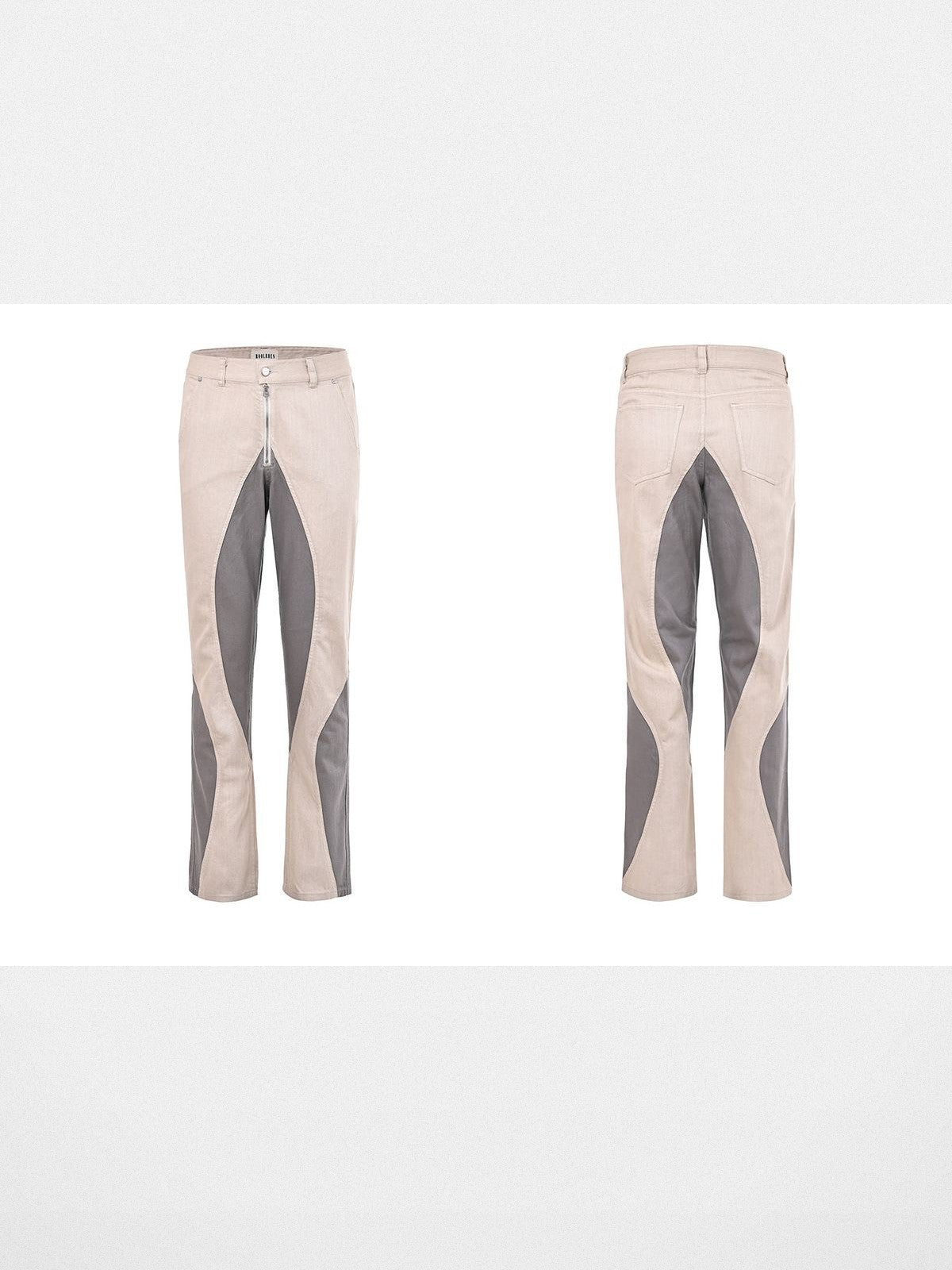 Roolrren Homme Two Tone Spliced Slub Jeans in White