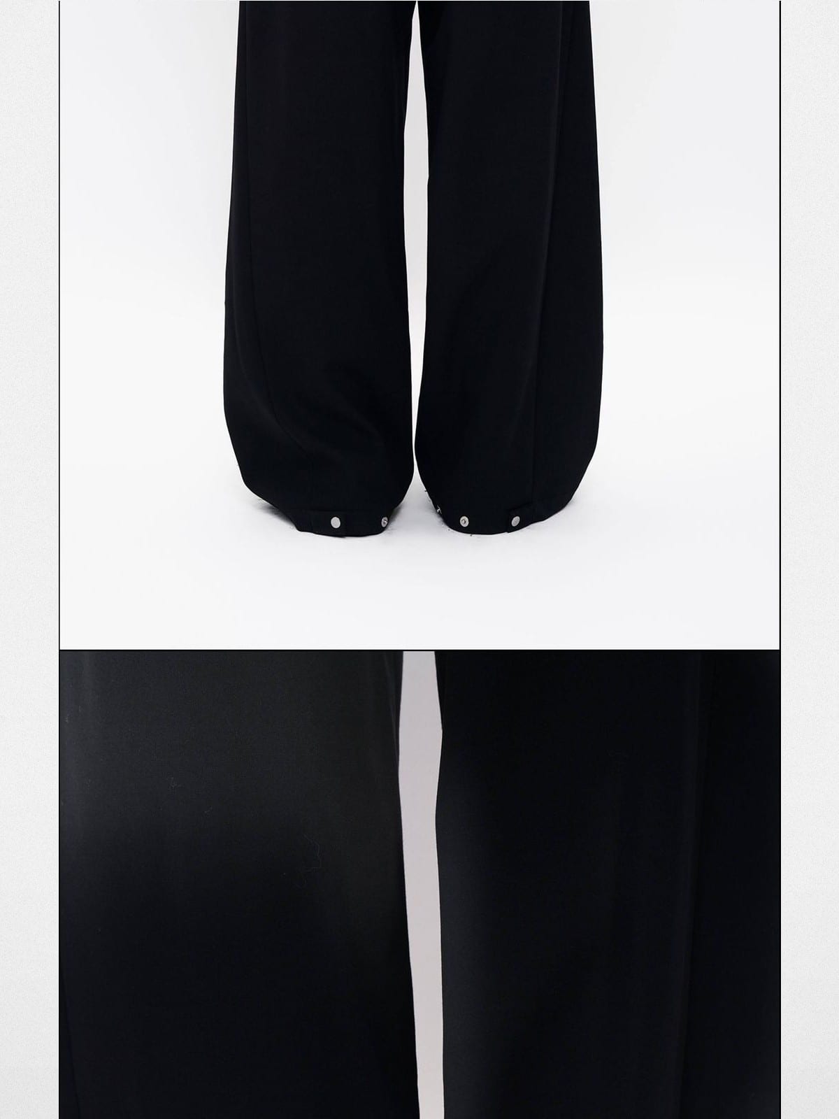 MasonPrince Inverted Pleat Curved Leg Trousers in Black - Detail