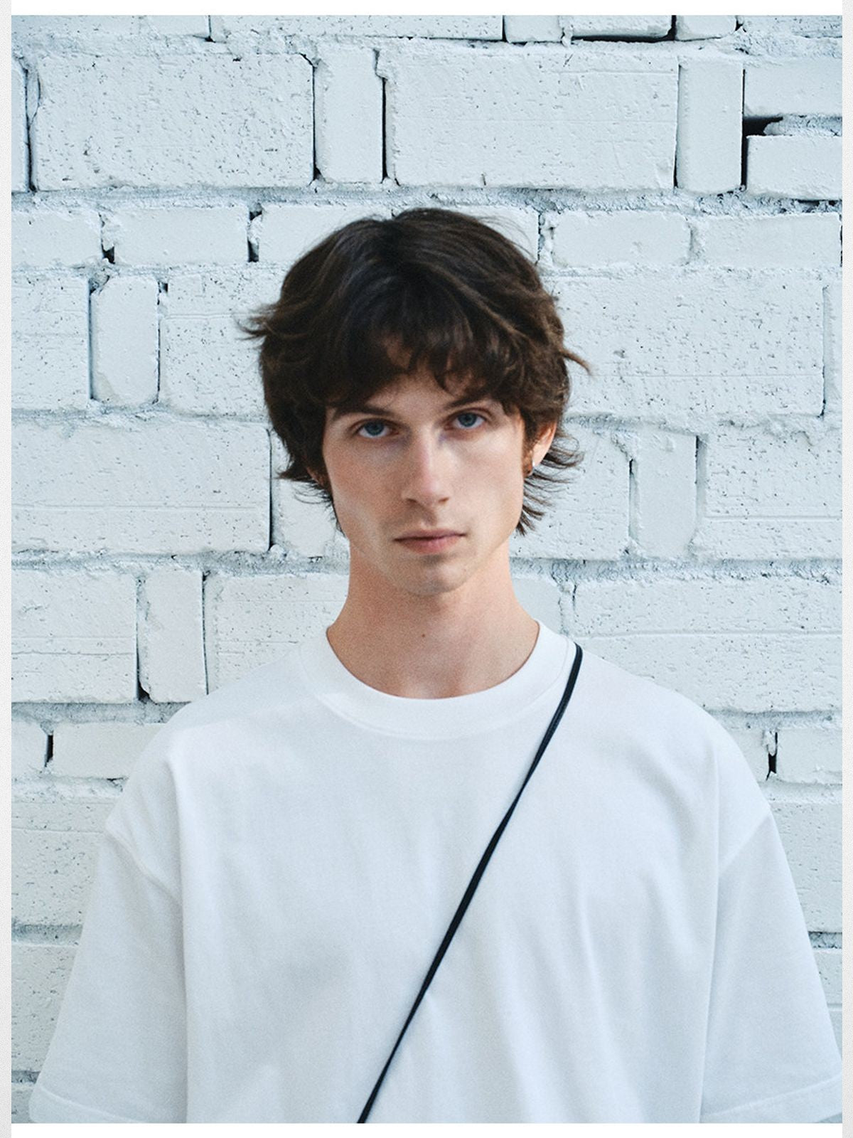 NANS 240g High Twist Cotton T Shirt in White - On Model