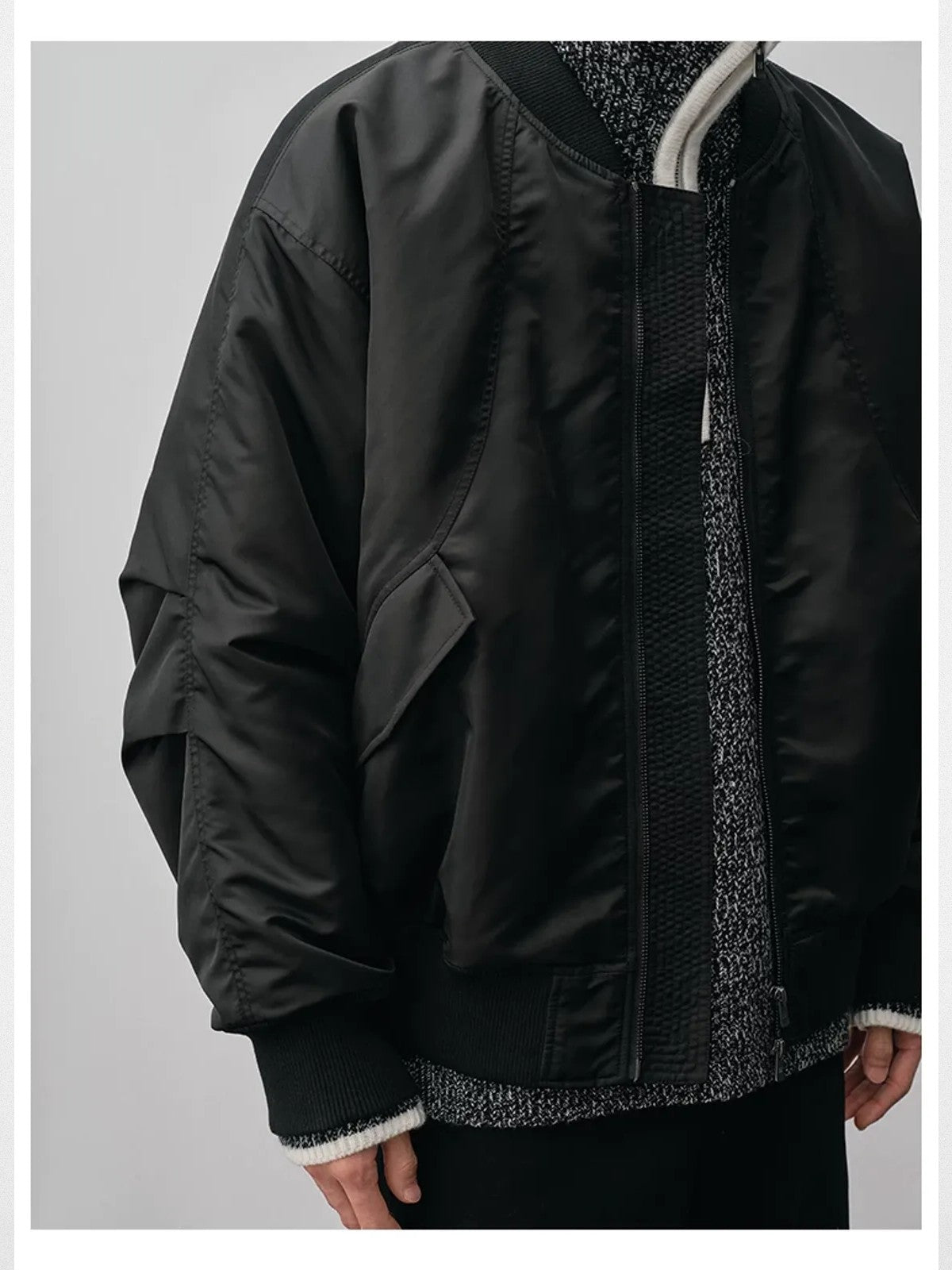 NANS Curved Panel Thinsulate Bomber in Black