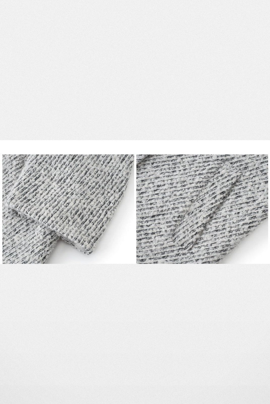 PUKI Scarf Collar Wool Tweed Jacket in Gray - Detail