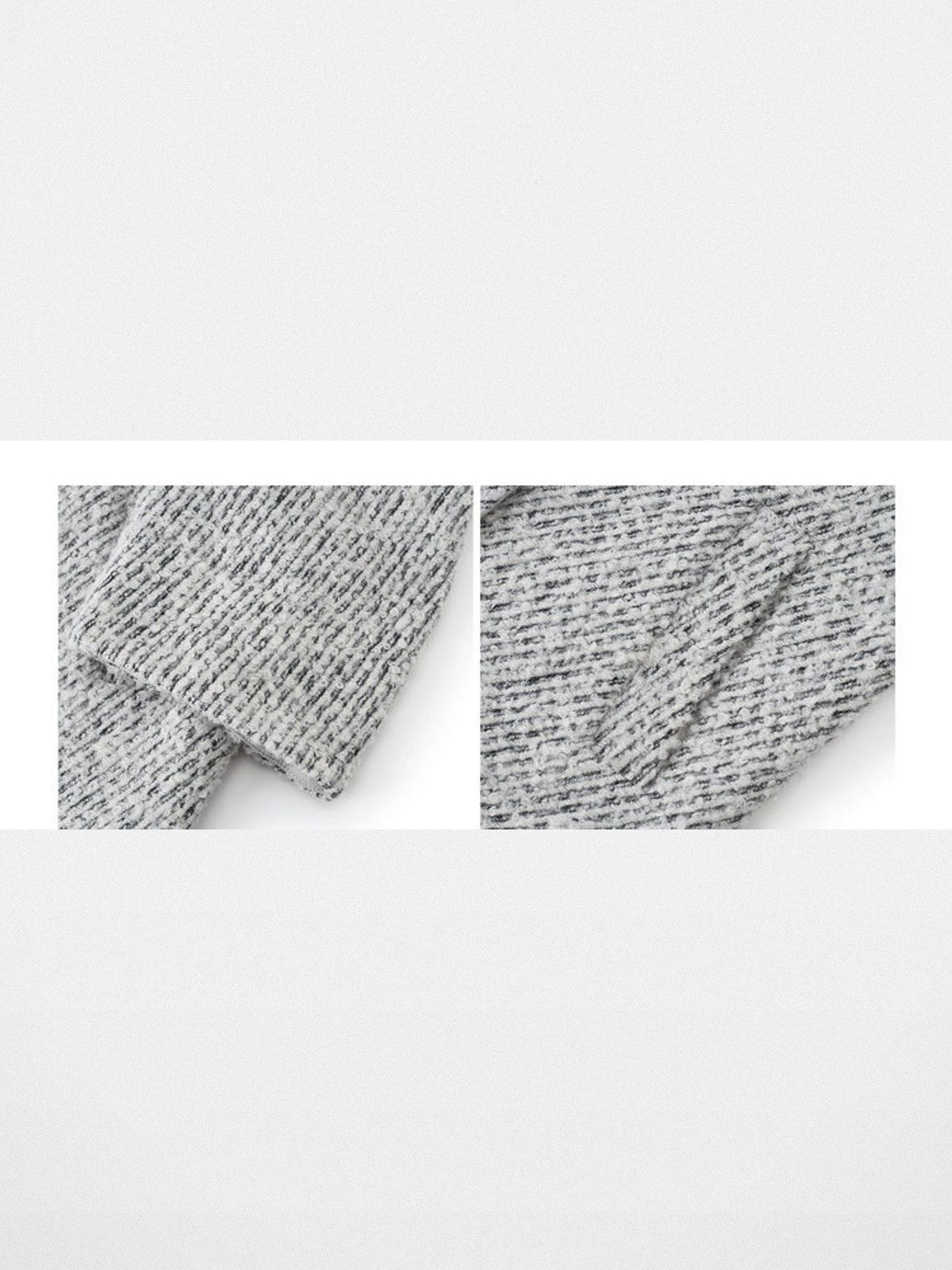PUKI Scarf Collar Wool Tweed Jacket in Gray - Detail