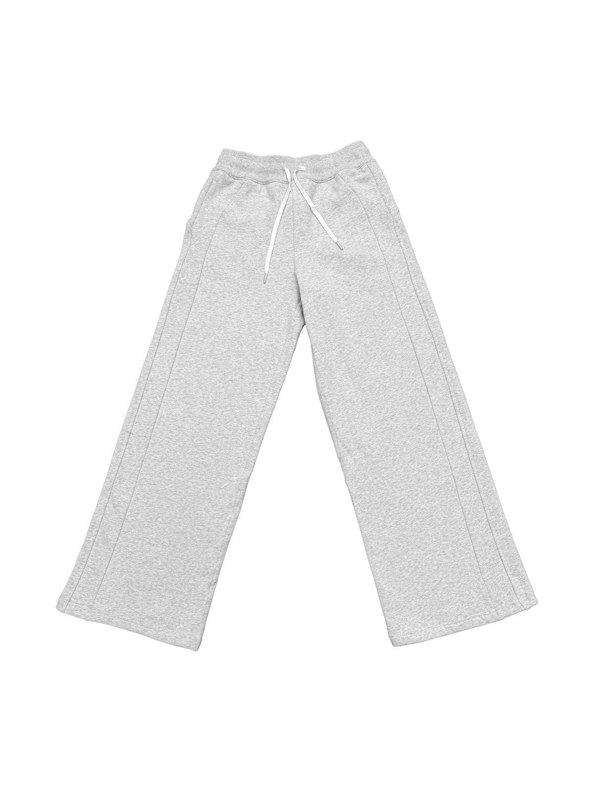 TRIANGLE PROJECT Brushed Cotton Wide Leg Sweatpants in Gray