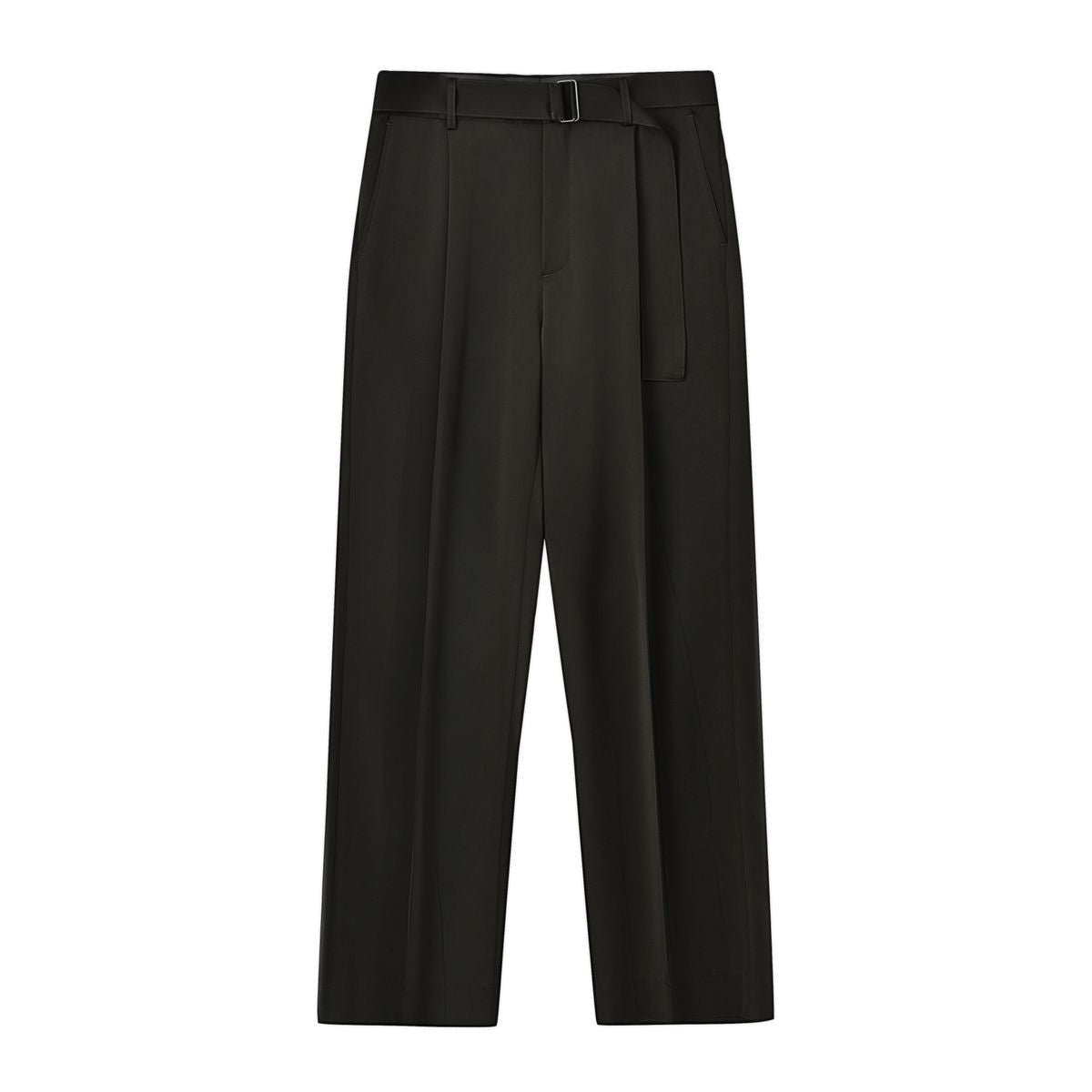 Roolrren Homme Belted Triacetate Cropped Trousers in Black
