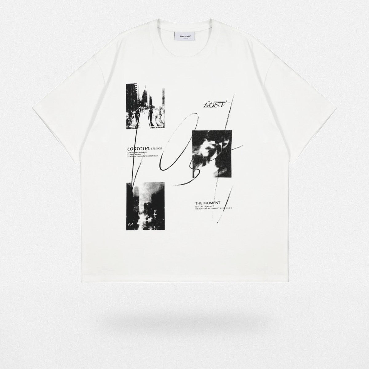 LOSTCTRL Heavyweight Washed Cotton Graphic Tee in White